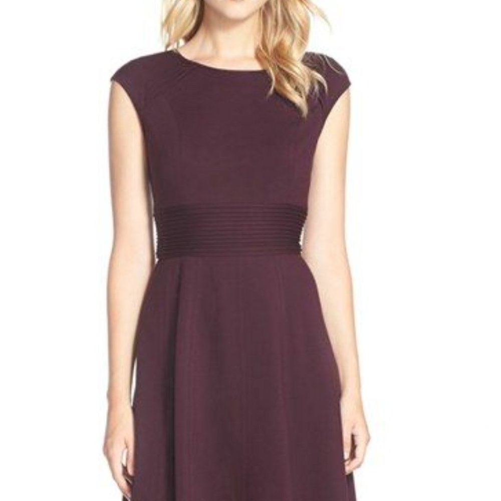 Eliza J Pintucked Waist Seamed Ponte Knit